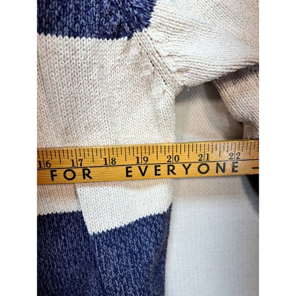 Eddie Bauer Women's Pullover Sweater Knit Long Sleeve Stretch Blue White Stripe - Picture 9 of 11